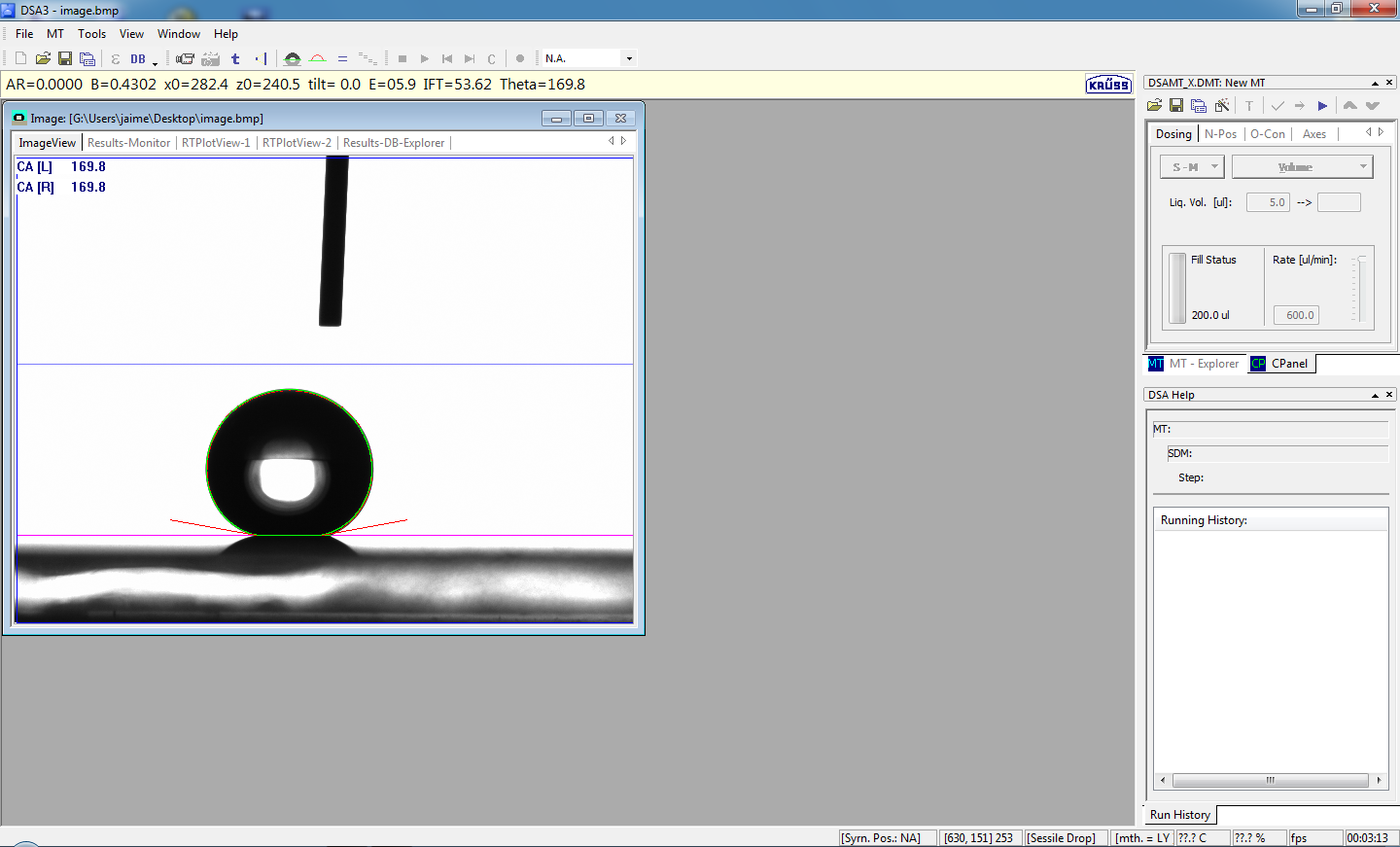 measurement of surface tension and contact angle by drop shape analysis software 