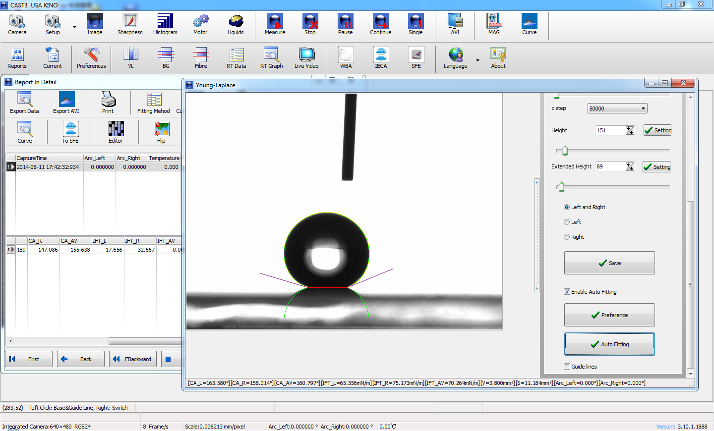 measurement of surface tension and contact angle by drop shape analysis software 